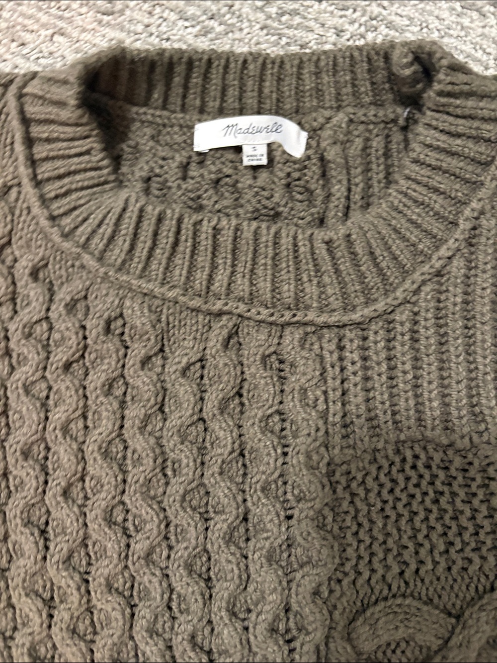 Madewell Olive Cable Knit Sweater Vest - Picture 2 of 3